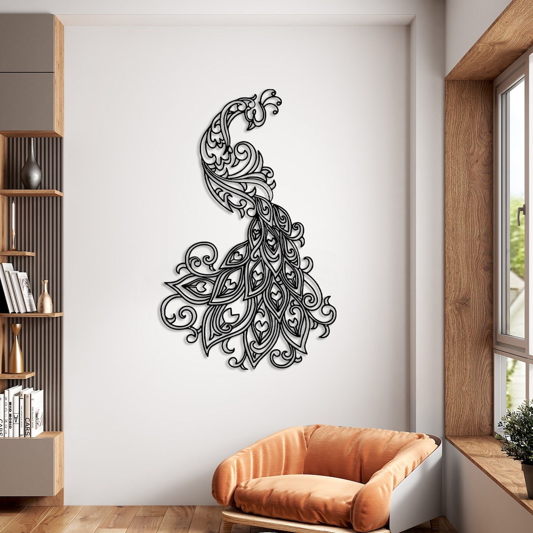 Peacock Metal Wall Decor, Modern Home Decor, Nature Wall Art, Unique