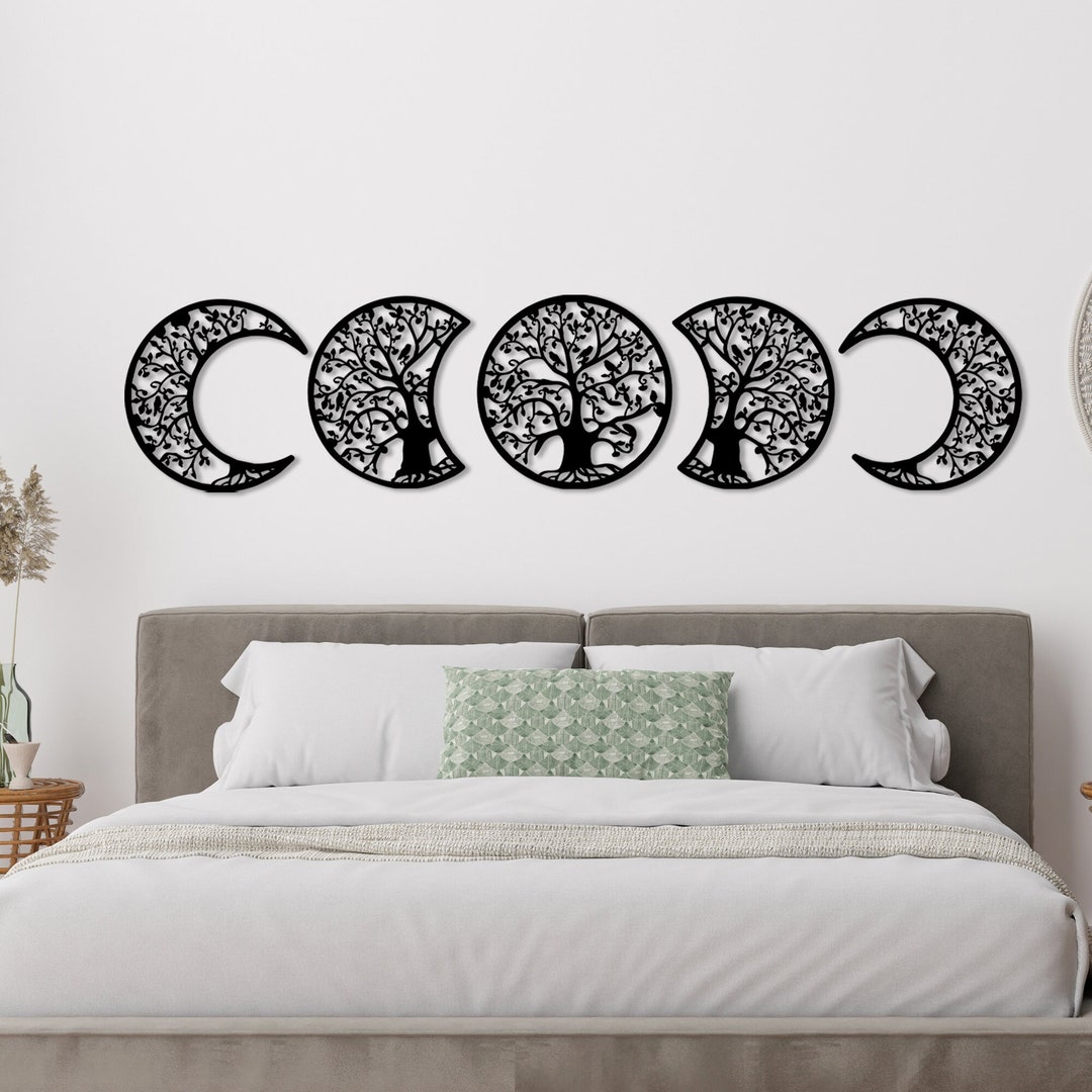Moon Phases Metal Wall Art: Tree of Life Decor, Set of 5 - Etsy