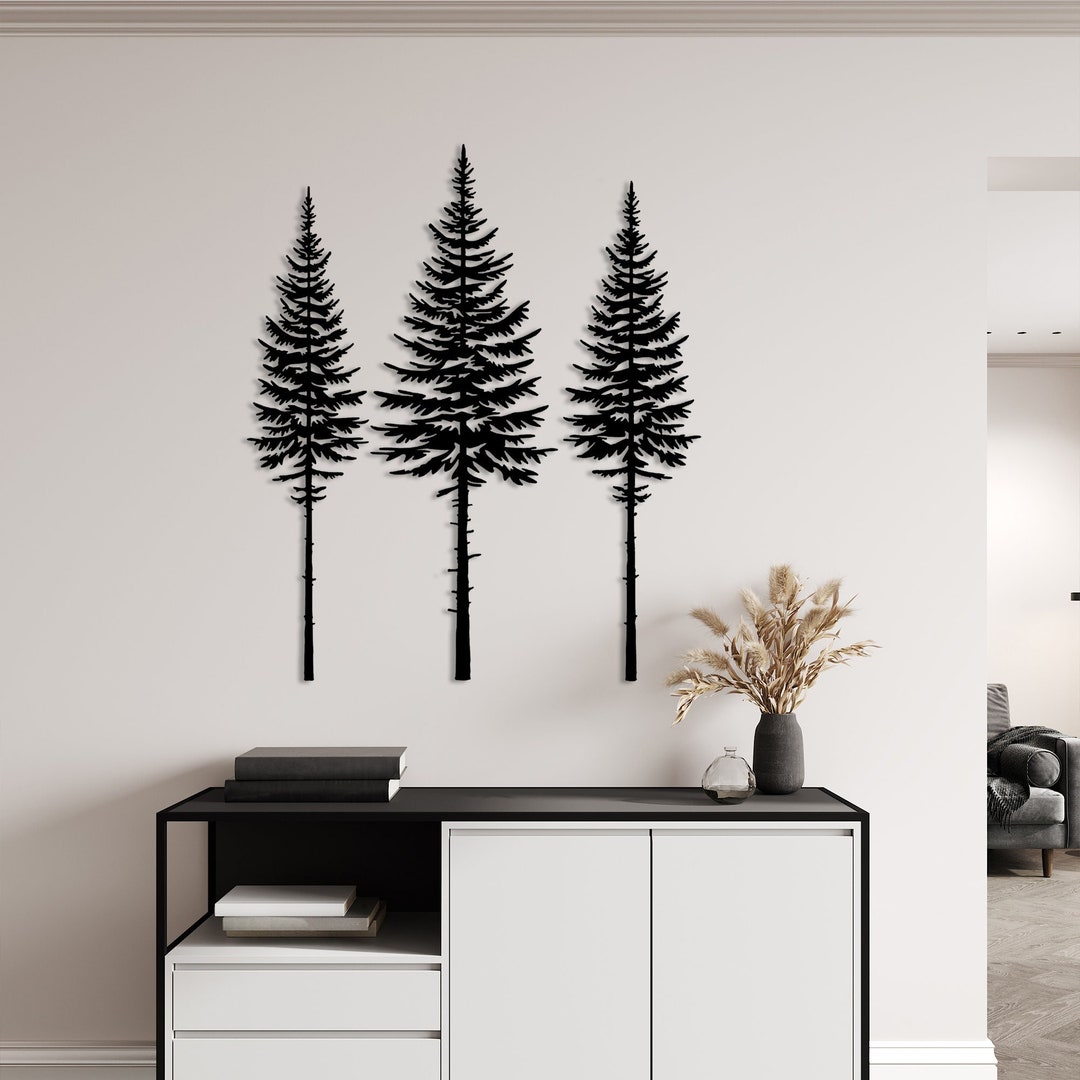 Set of 3 Pine Tree Metal Wall Art: Nature Forest Decor - Etsy