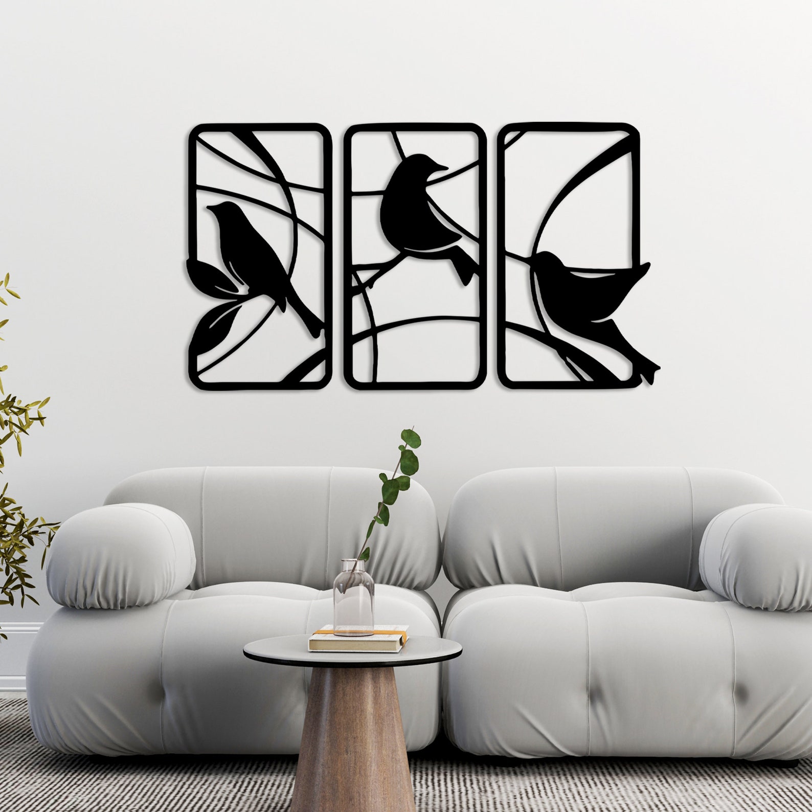 Set of 3 Birds on Branch Metal Wall Art: Nature Decor - Etsy