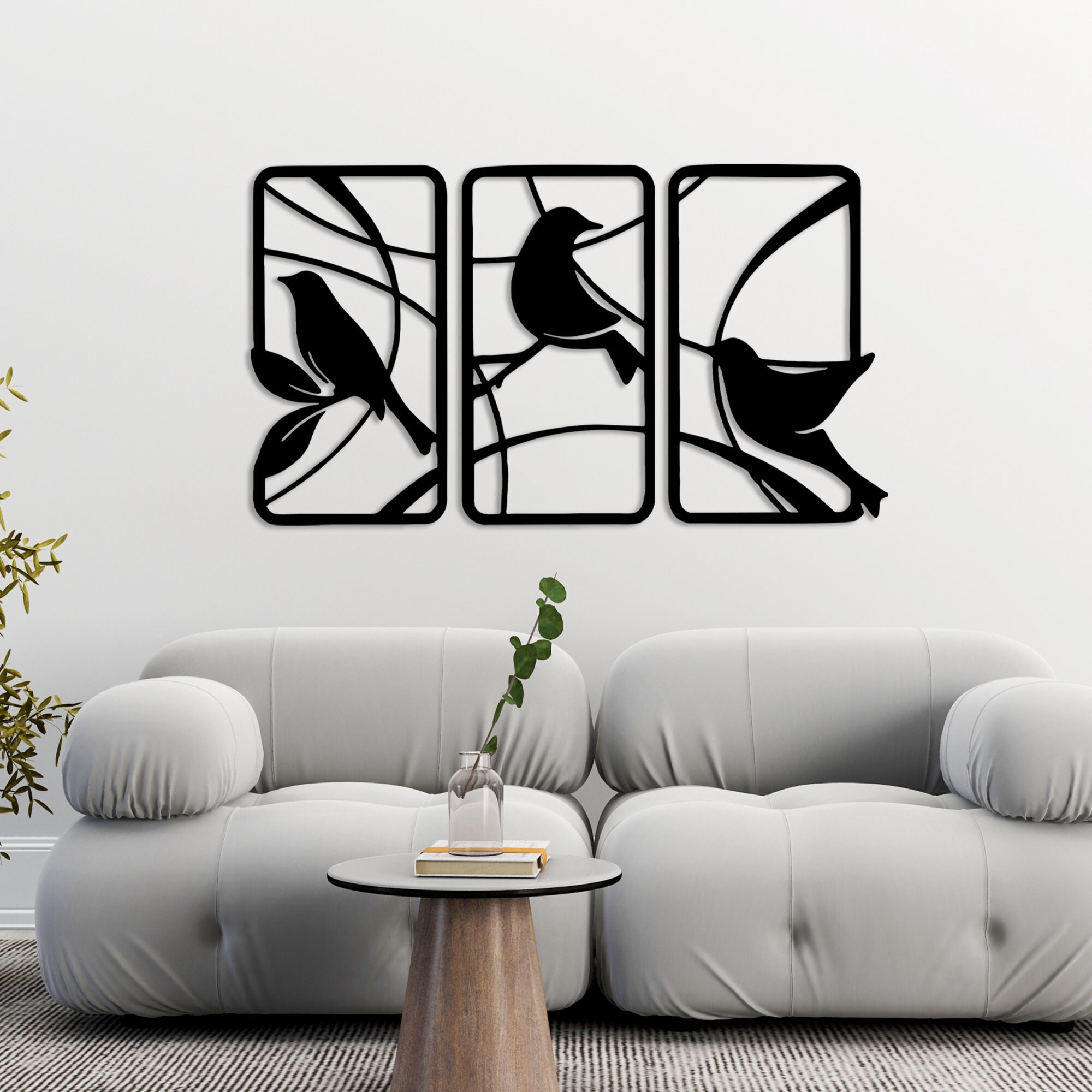 Set of 3 Birds on Branch Metal Wall Art: Nature Decor - Etsy