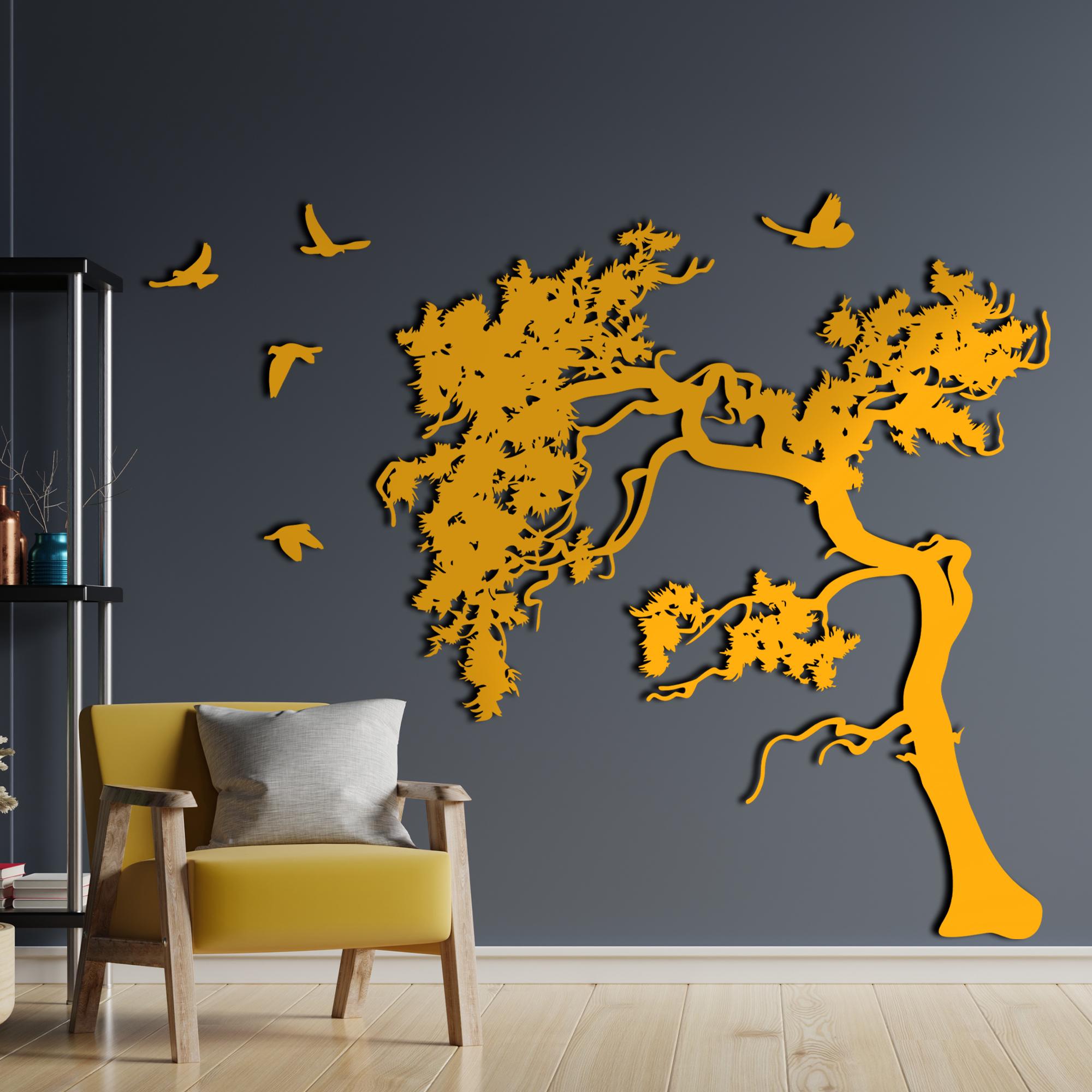 Metal Tree of Life Wall Decor: Oversized Branch & Birds Art - Etsy