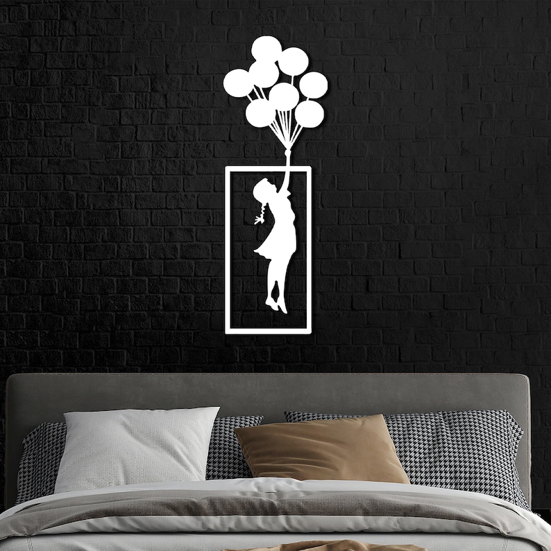 banksy wall art, trendy wall art, contemporary art, housewarming gift, banksy poster, banksy artwork, banksy street art, metal wall art, graffiti wall art, street art, street art poster, banksy balloon girl, unique wall decor