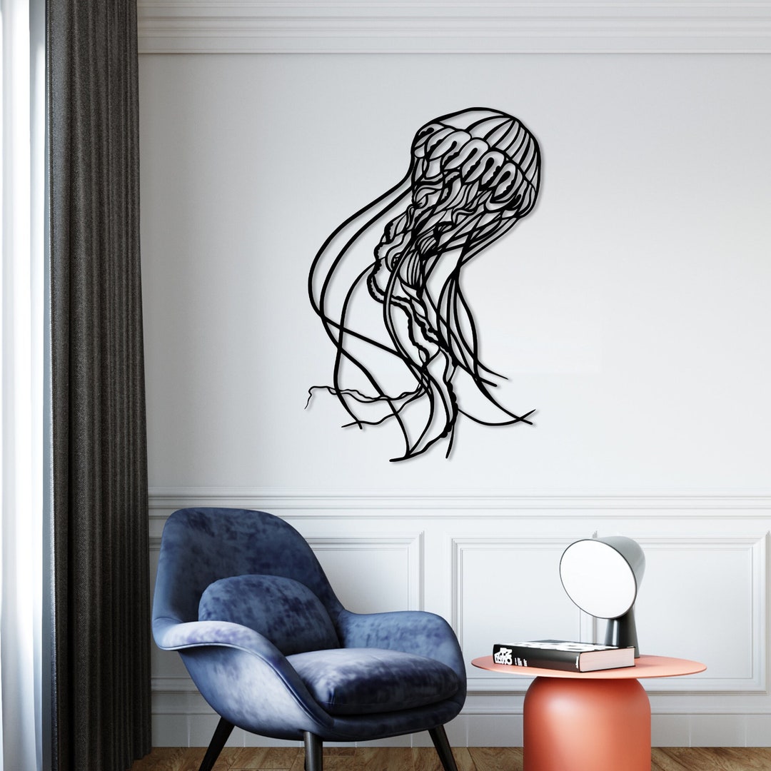 Jellyfish Metal Wall Decor, Coastal Wall Art, Animals Wall Decor ...
