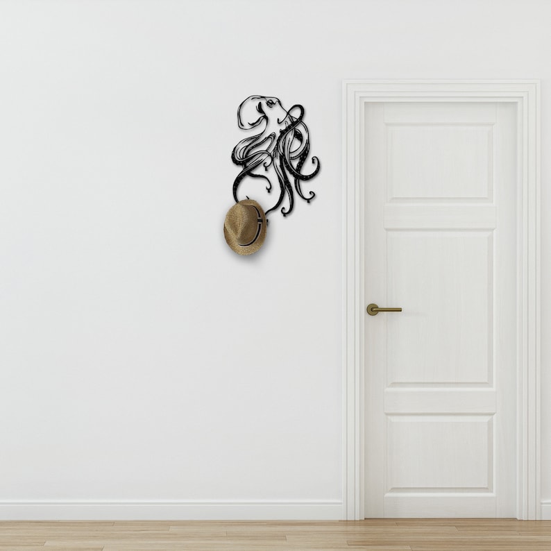Ocean Art, Metal Wall Art, Sea Life, Beach House Decor, Tentacle Decor, Octopus Art, Metal Wall Sculpture, Modern coat rack, Wall mounted rack, Wall hooks, wall mount coat rack, wild life decor, Entryway coat rack