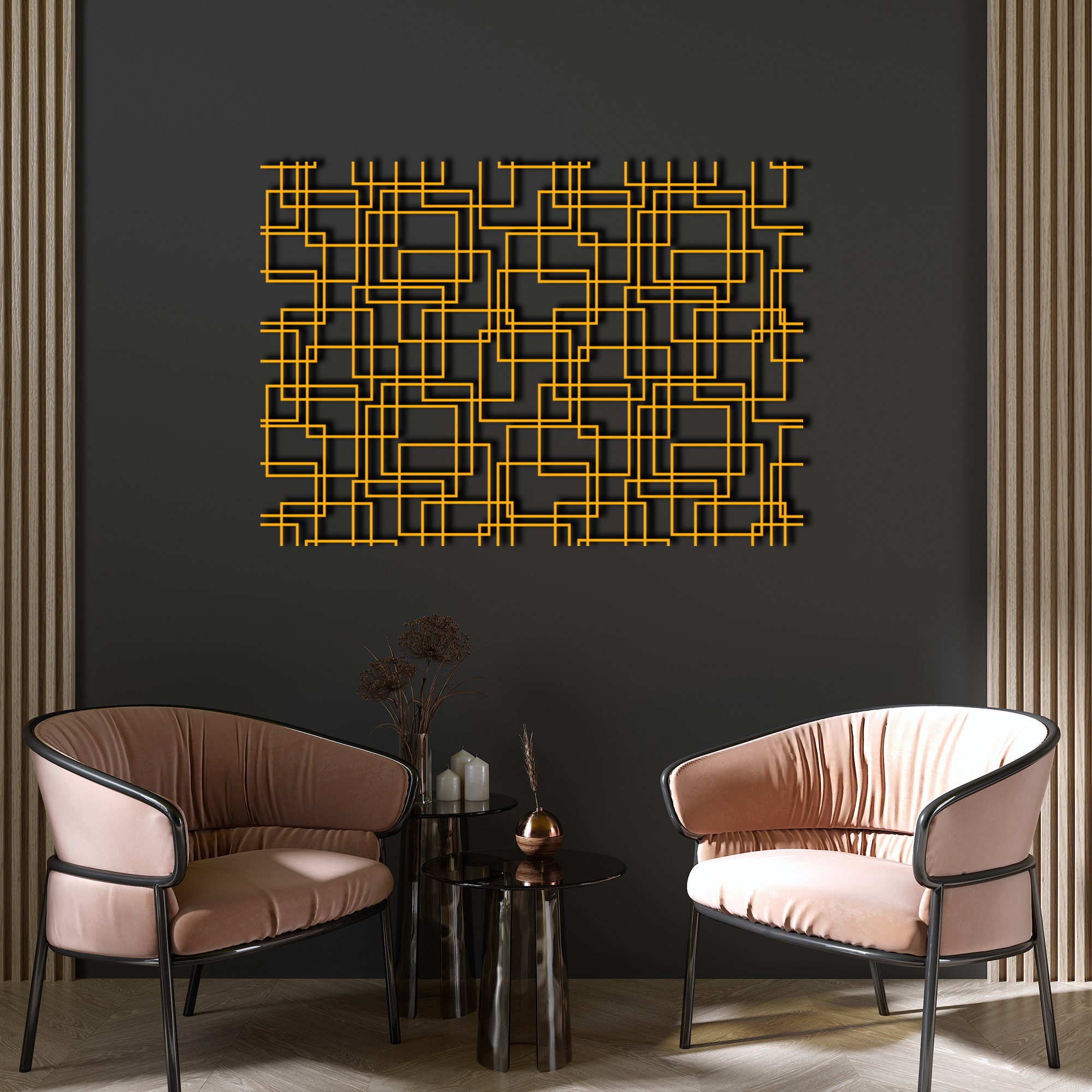 Modern Style Metal Wall Art, Geometric Wall Decor, Abstract Wall ...