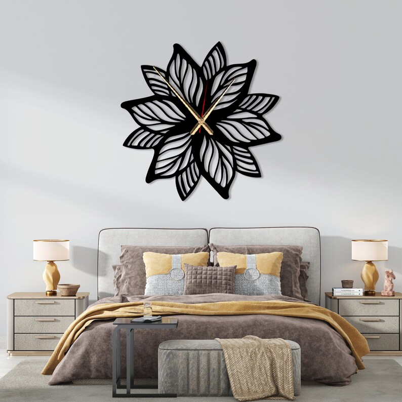 Flower Metal Wall Clock: Modern Geometric Art, Silent Clock - Etsy