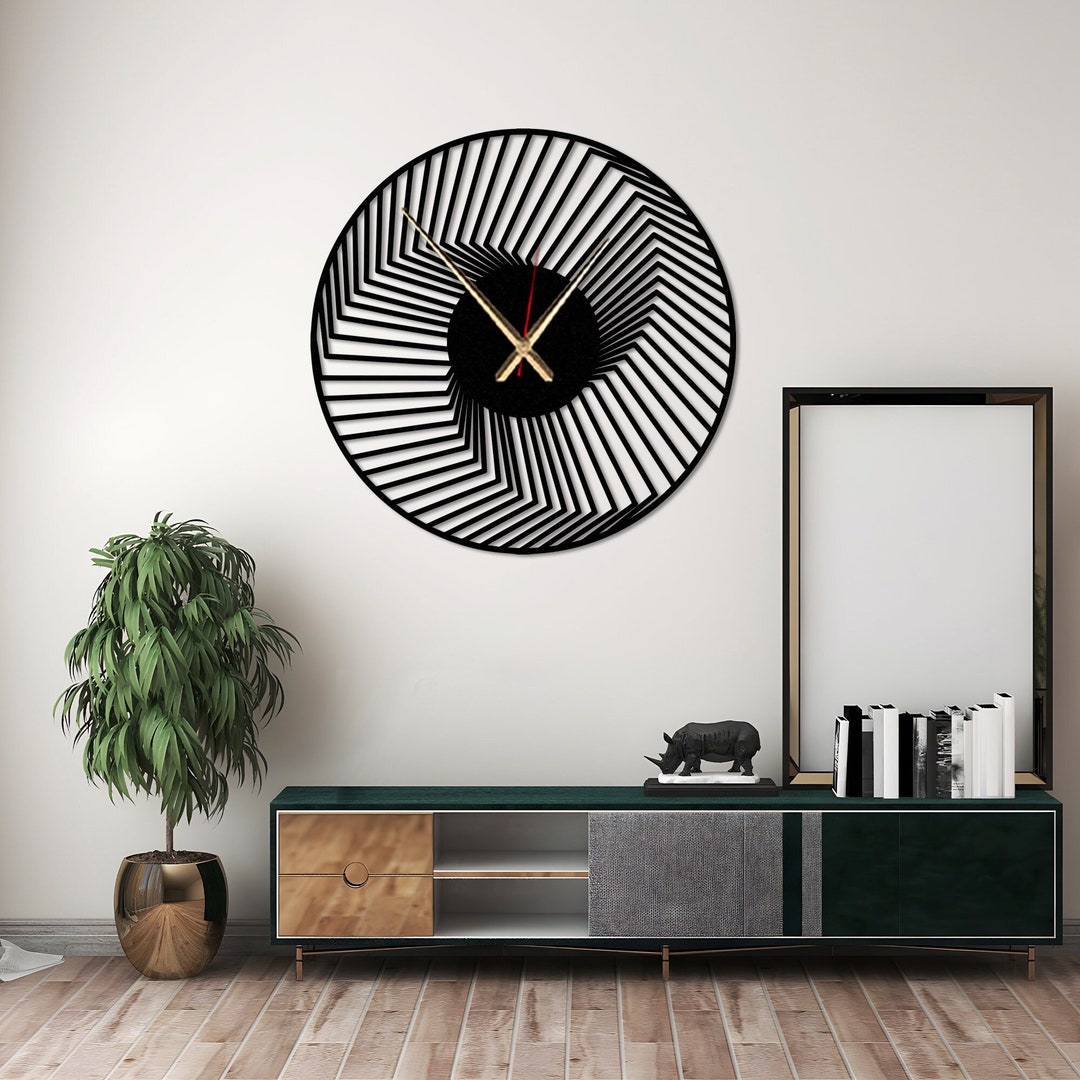 Minimalist Metal Wall Clock: Geometric Modern Art, Silent Clock - Etsy