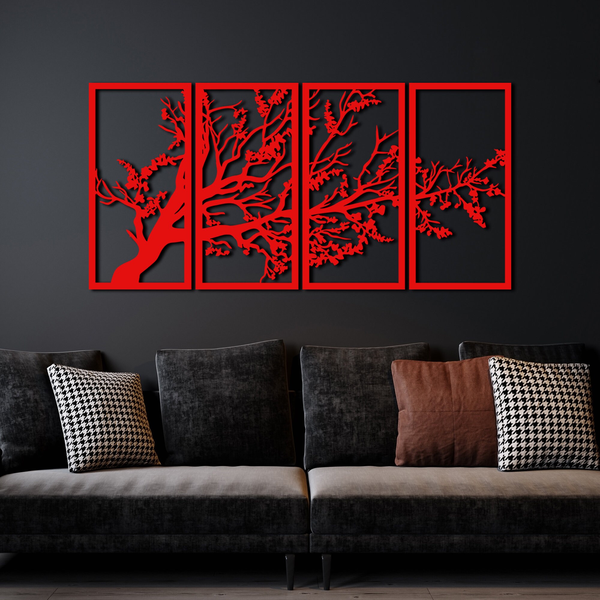 Metal Tree Wall Art: Birds on Branches, Nature Decor (set of 4) - Etsy