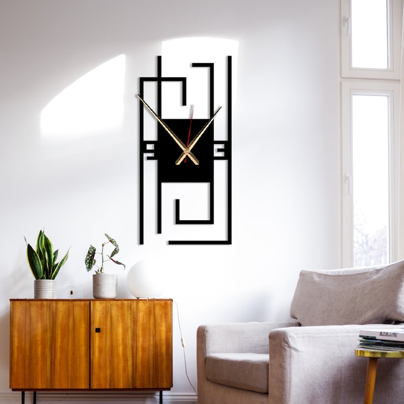 Geometric Metal Wall Clock: Modern Minimalist Art, Silent Clock - Etsy