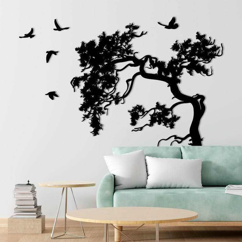 Metal Tree of Life Wall Decor: Oversized Branch & Birds Art - Etsy