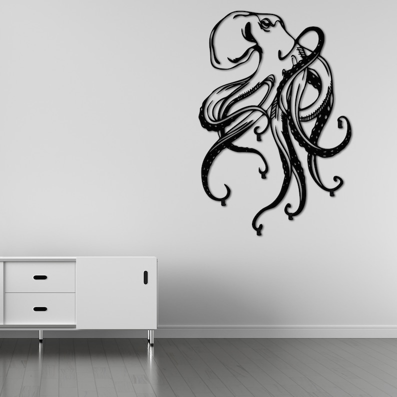 Ocean Art, Metal Wall Art, Sea Life, Beach House Decor, Tentacle Decor, Octopus Art, Metal Wall Sculpture, Modern coat rack, Wall mounted rack, Wall hooks, wall mount coat rack, wild life decor, Entryway coat rack