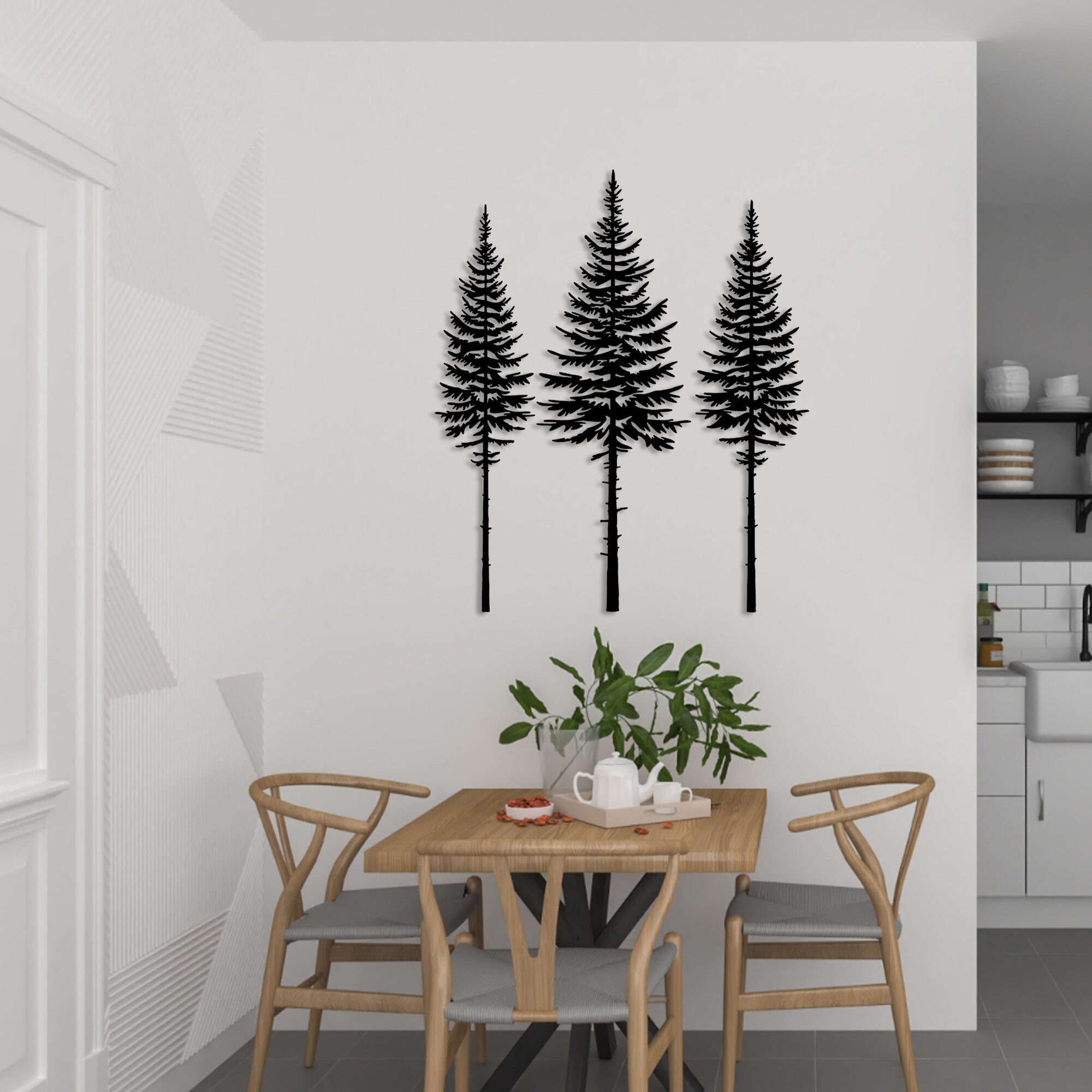 Set of 3 Pine Tree Metal Wall Art: Nature Forest Decor - Etsy