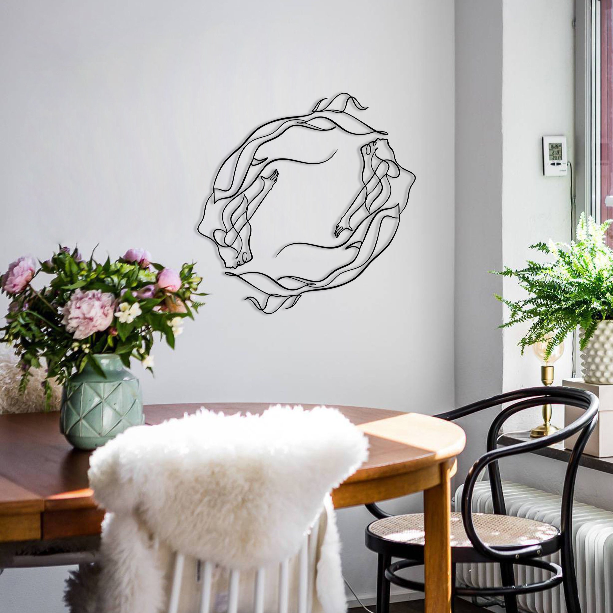 Mermaid Metal Wall Art: Single Line Fantasy Decor - Etsy Israel