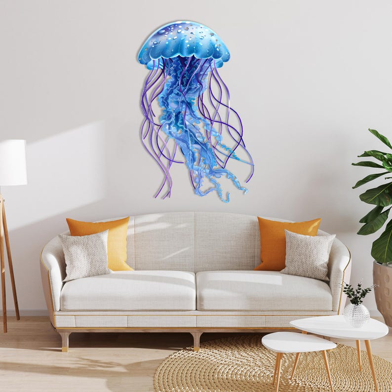Jellyfish Metal Wall Art: Coastal Beach Home Decor - Etsy
