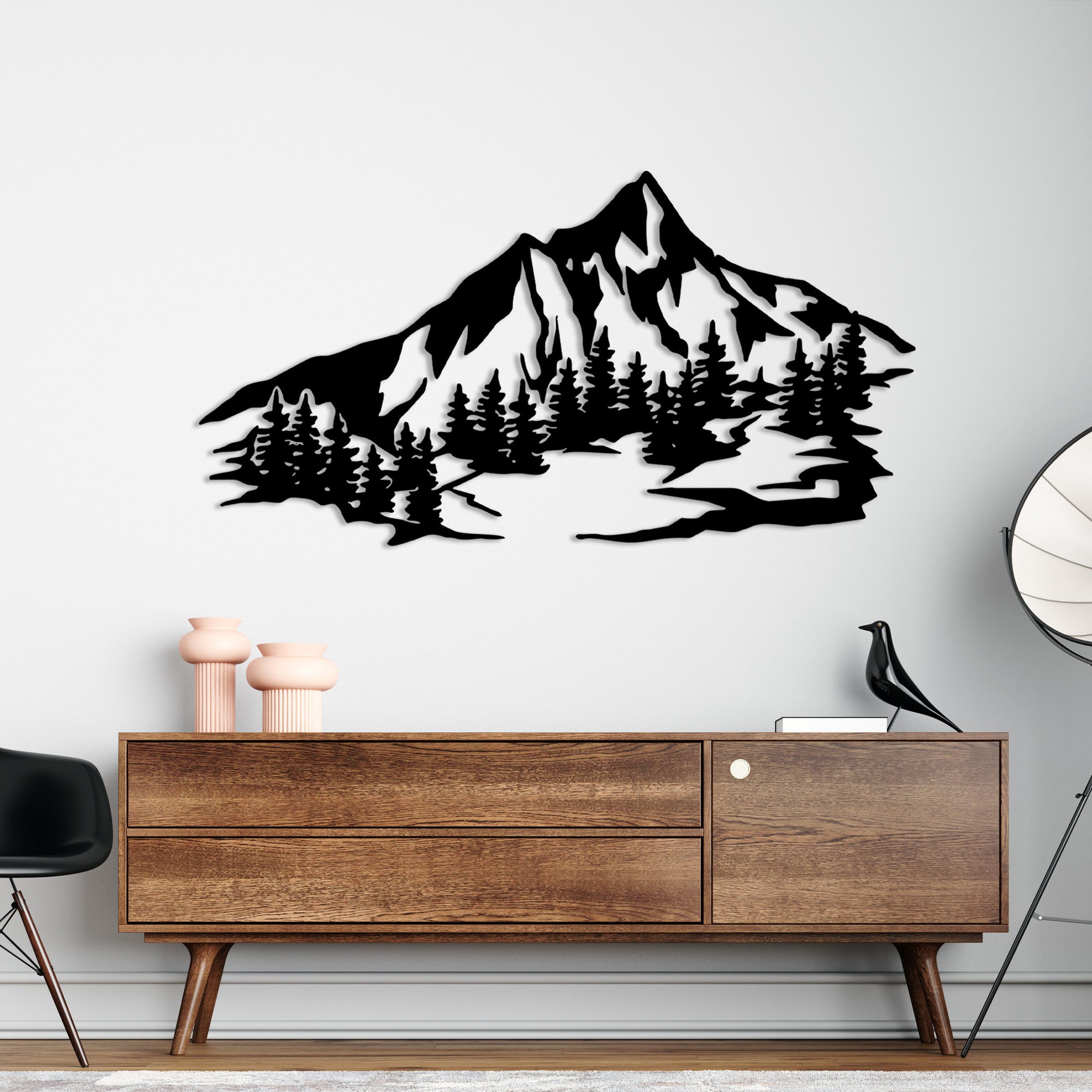 Mountain and Forest Metal Wall Art: Nature Scenery Decor - Etsy