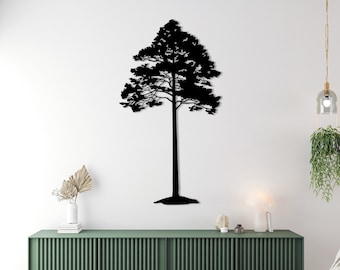 Pine Tree Metal Wall Art: Nature Inspired Living Room Decor