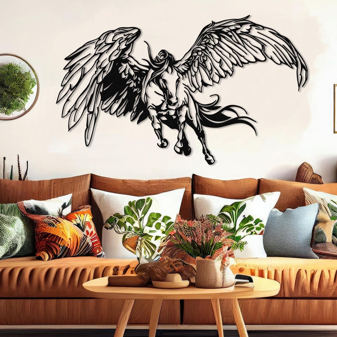 Flying Pegasus Metal Wall Art: Farmhouse Decor, Animal Gift - Etsy