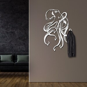 Ocean Art, Metal Wall Art, Sea Life, Beach House Decor, Tentacle Decor, Octopus Art, Metal Wall Sculpture, Modern coat rack, Wall mounted rack, Wall hooks, wall mount coat rack, wild life decor, Entryway coat rack