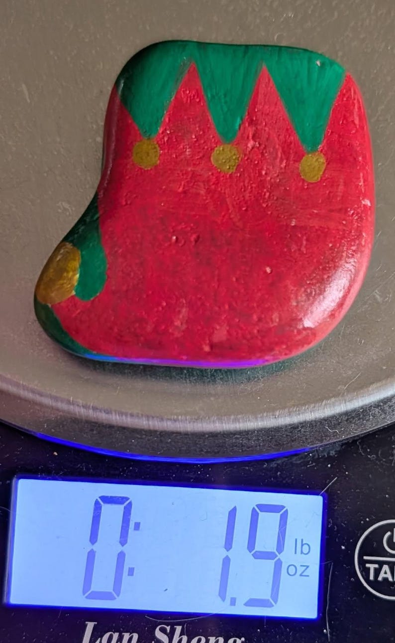 1oz Series - Decorative Hand-Painted Rocks - RockHider.com Elf Boot