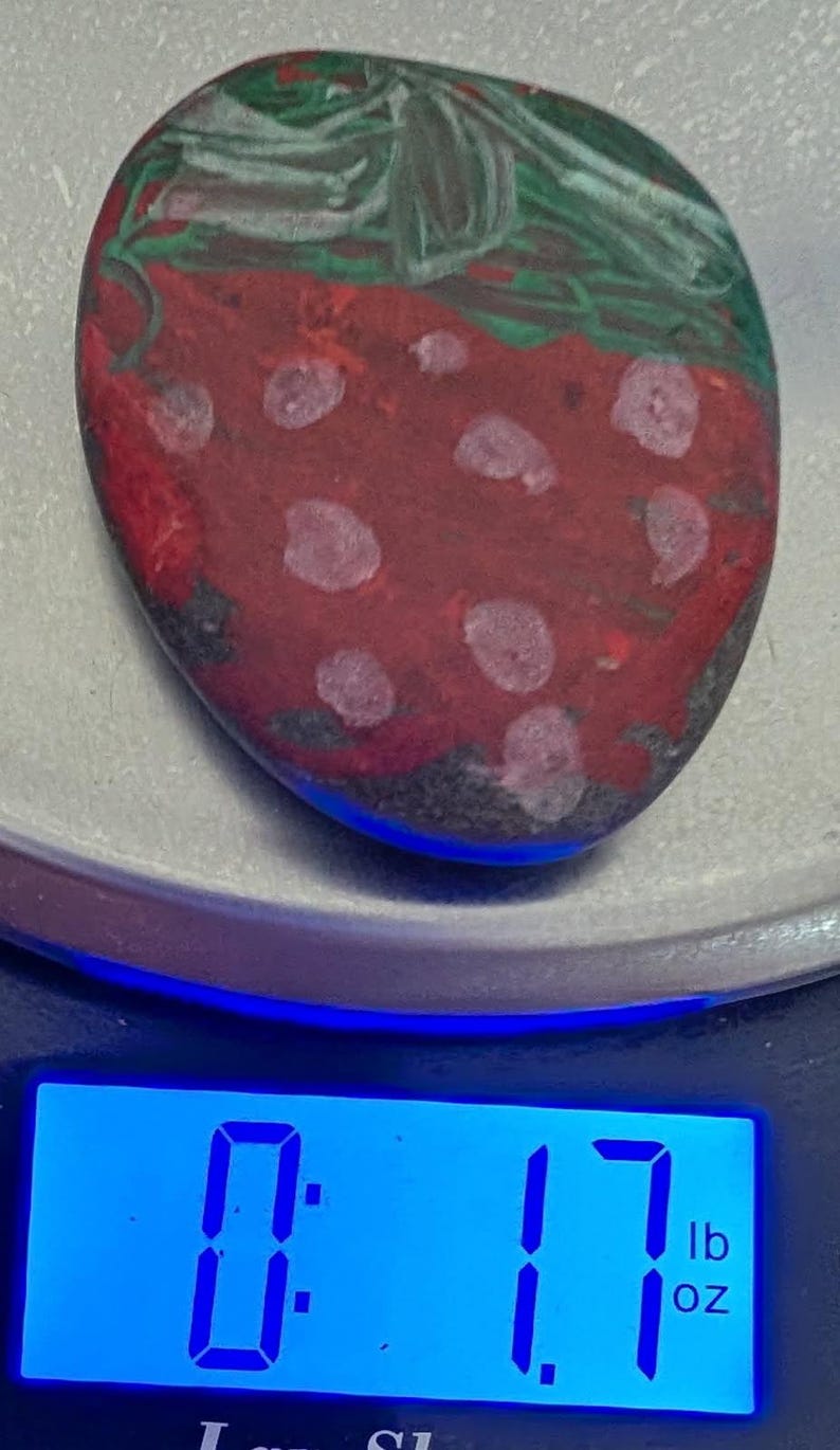 1oz Series - Decorative Hand-Painted Rocks - RockHider.com Strawberry