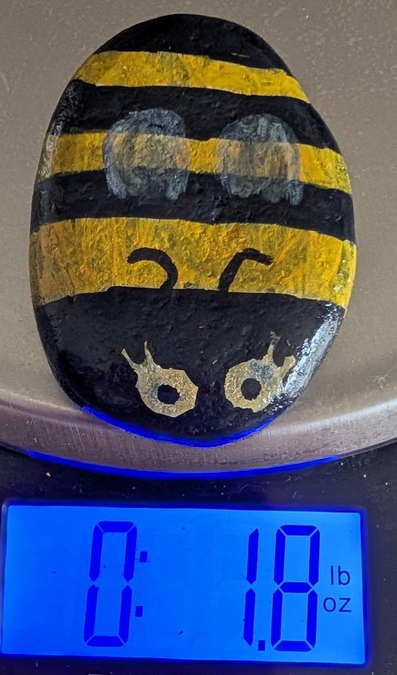 1oz Series - Decorative Hand-Painted Rocks - RockHider.com Bee