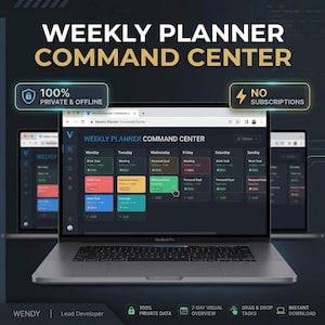 OFFLINE Interactive Weekly Planner App | Drag-and-Drop Task Inbox | Instant Download