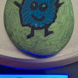 1oz Series - Decorative Hand-Painted Rocks - RockHider.com Blue "Fuzzy"