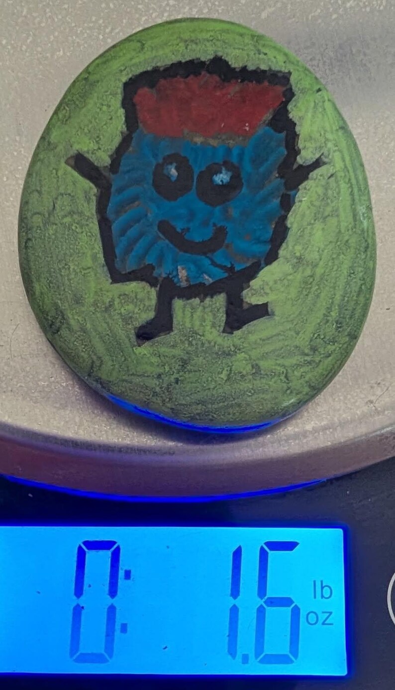 1oz Series - Decorative Hand-Painted Rocks - RockHider.com Blue "Fuzzy"