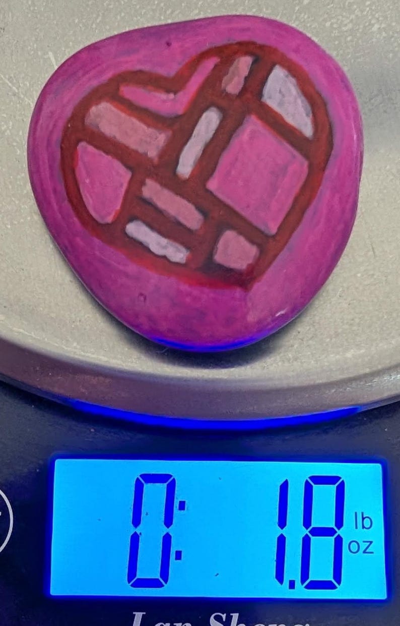 1oz Series - Decorative Hand-Painted Rocks - RockHider.com Heart