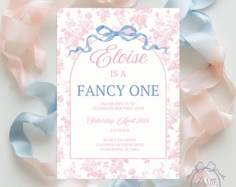 Love Shack Fancy First Birthday Invitation: Floral Coquette Template (Editable)