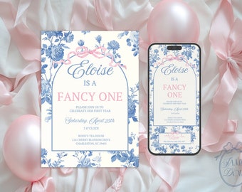 Zaproszenie na pierwsze urodziny Love Shack Fancy: Floral Coquette (do druku i na telefon)