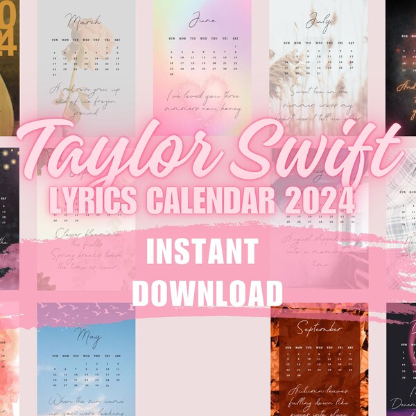 Taylor Lyrics 2024 Calendar Etsy