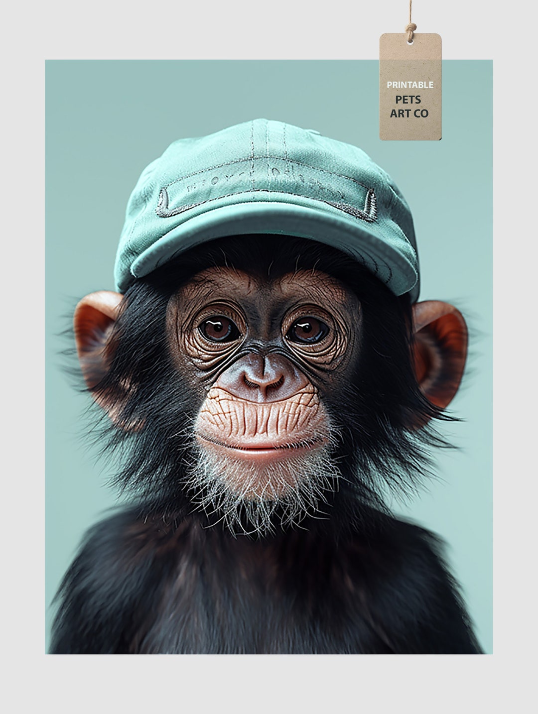 Chapachee Monkey Chimpanzee Monkey With Cap. Printable Images of Animals. - Etsy