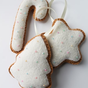 Hand-Stitched Felt Gingerbread Christmas Ornaments