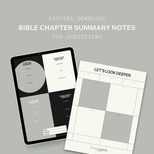 Plantilla de resumen de capítulos bíblicos / Producto digital cristiano / Recurso imprimible / Plantilla para iPad / Tamaño carta / Herramientas basadas en la fe