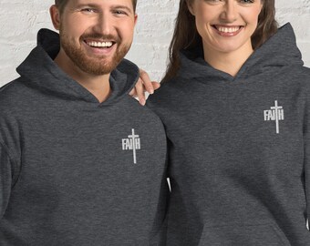 Faith Cross Embroidered Hoodie,Faith Hoodie,Christian Men Hoodie, Christian Women Sweater,Christian Faith Shirt,Cross Sweater,Christian Gift