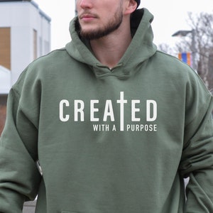 Created With A Purpose Hoodie, Faith Hoodie, Bible Verse Hoodie, Trendy Christian Sweatshirt, Bible Quote Hoodie, Christian Gift Sweater
