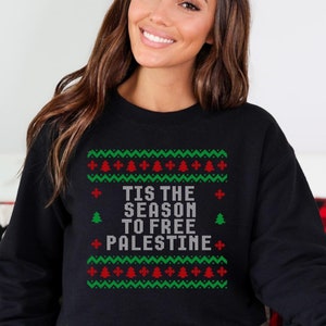 Gratis Palestina Ugly-kersttrui, Palestina-kersttrui, gratis Palestina Human Rights Support-trui, gratis Palestina-shirt