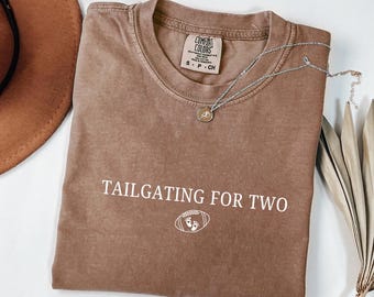 Fall Pregnancy Announcement Comfort Colors Shirt,Football Pregnancy Reveal Shirt,Football Fall Baby Announcement, Tailgating For Two Shirt,