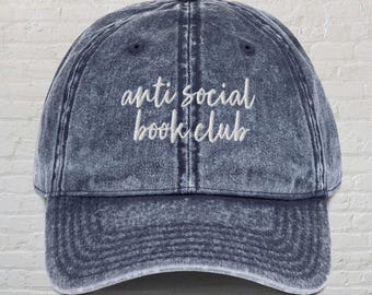 Anti Social Book Club Hat, Bookish Hat, Book Lover Gift, Reading Hat, Librarian Gift, Book Person Cap, Book Club Gifts, Gift For Reader