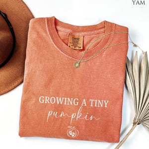 Growing A Tiny Pumpkin Shirt,Fall Pregnancy Announcement Comfort Colors Shirt,Thanksgiving Pregnancy Reveal Shirt,Fall Baby Reveal TShirt