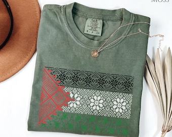 Palestine Tatreez Kuffiyah Flag Comfort Colors T shirt,Free Palestine Shirt,Palestine Flag,Stand With Palestine,Save Gaza, Palestine Hoodie