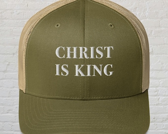 Christus ist König Hut, Jesus Trucker Hut, christliche Mütze, Glaubenshut, religiöses Geschenk, christliches Geschenk, trendiges christliches Merch, Jesus ist König, Gott Hut