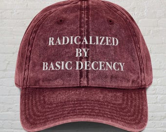 Radicalized By Basic Decency Hat, Protest Hat, Pro Immigration Hat, Social Justice, Anti Racism Hat, FDT Hat
