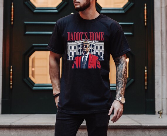 thumbnail image 2 of Donald Trump 'Daddys Home' Grey T-Shirt – Unisex 100% Cotton, Crew Neck, MAGA 47th 2 of 4