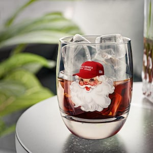 Trump Whiskey Glass, Trump Christmas Gift, Trump Fan Lover Gift, Republican Gift, Patriotic Whiskey Glass, President Trump Christmas Gift