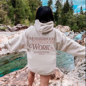 Motherhood Is Kingdom Work Christian Bible Verse Hoodie, Christian Mom Sweatshirt, Christian Merch Gift,Jesus Hoodie,Trendy Christian Hoodie