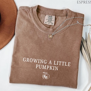 Growing A Little Pumpkin Shirt,Fall Pregnancy Announcement Comfort Colors Shirt,Thanksgiving Pregnancy Reveal Shirt,Fall Baby Reveal TShirt