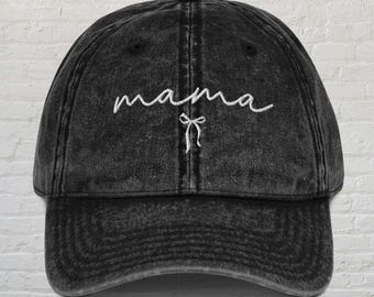 Gorro bordado con lazo para mamá, gorro para anunciar el embarazo, gorro moderno para mamá, gorro vintage para mamá, regalo para el Día de la Madre, gorro para mamá primeriza, gorro para futura mamá